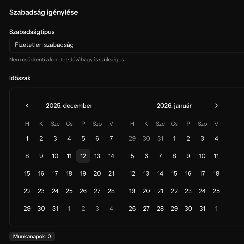 Time off request form with allowance summary